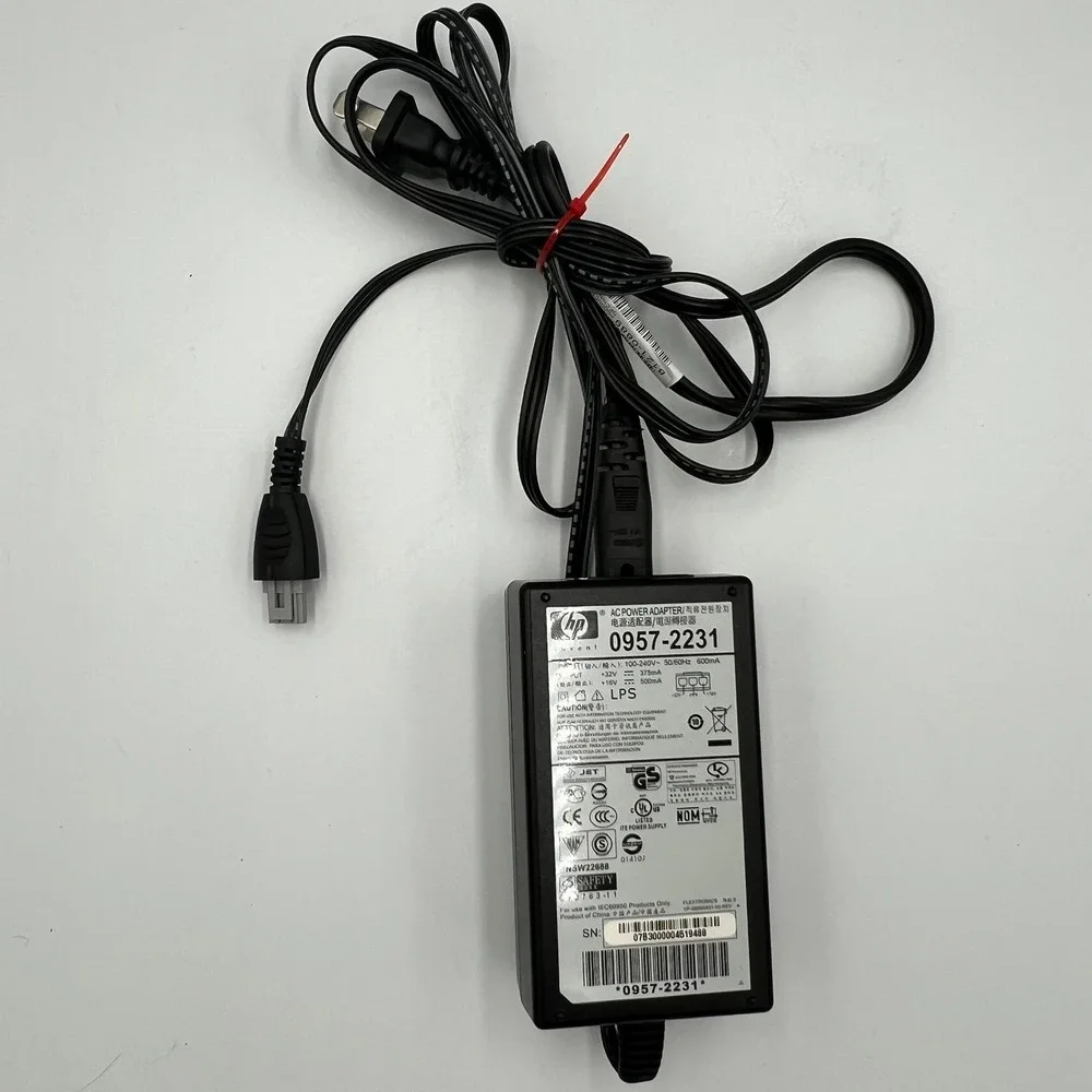 HP AC Power Adapter Printer Cord 0957-2231 Black Very Good Dual Voltage 32V‎ 16V